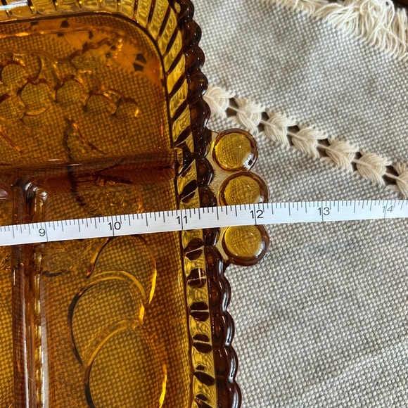 Amber Glass Divided Serving Relish Tray, vintage, EUC, see photos, fruit - Picture 2 of 4